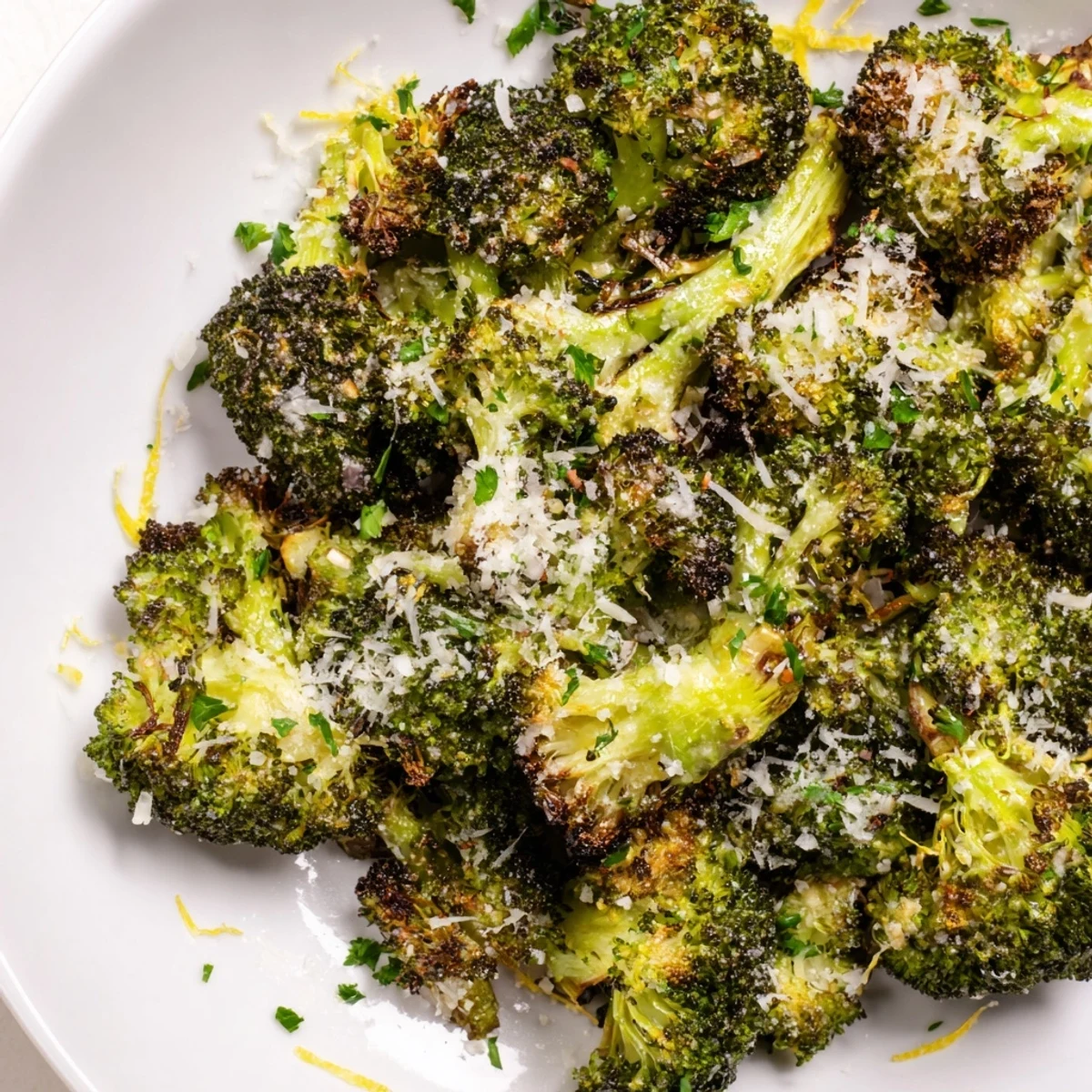 Golden-brown Roasted Broccoli with Garlic and Parmesan, a flavorful and easy side dish.
