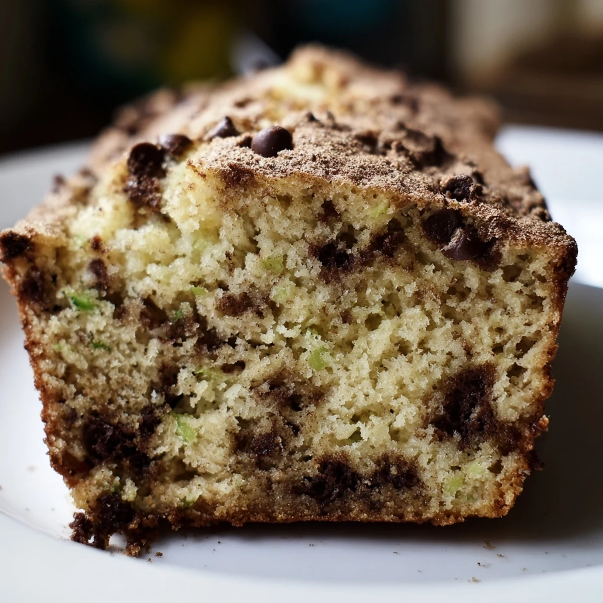 Golden brown Chocolate Chip Zucchini Bread loaf on a cooling rack, ready for breakfast or snacking.