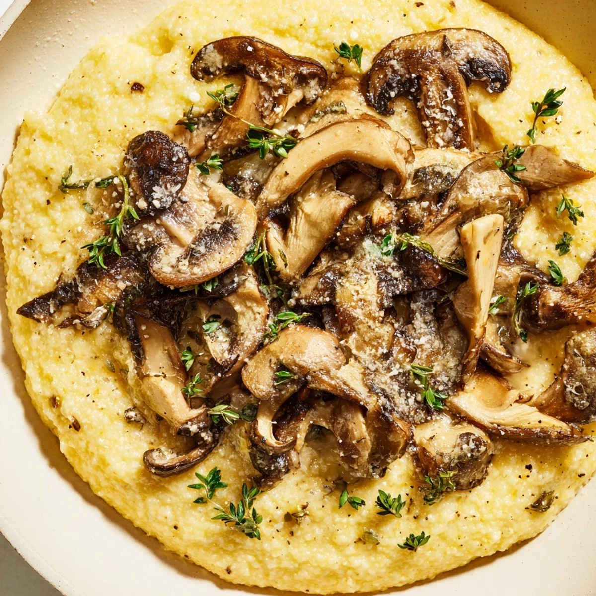 Sautéed wild mushrooms simmered with garlic and white wine, spooned over velvety polenta for a rich, gluten-free Italian main dish.