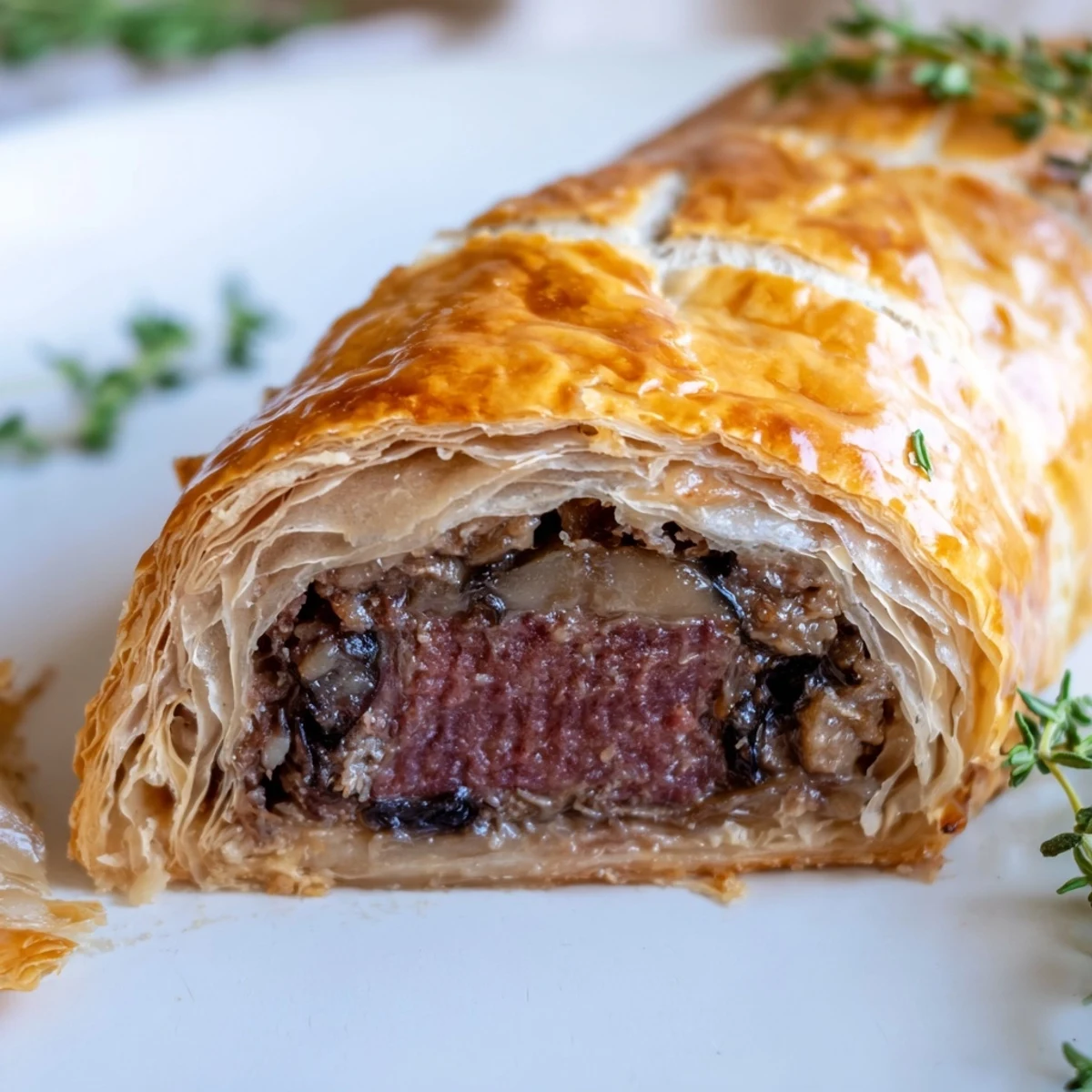 Freshly baked Beef Wellington Bites served with a creamy Dijon dipping sauce.