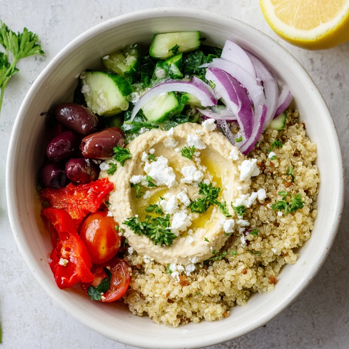 Mediterranean Quinoa Bowl with Hummus