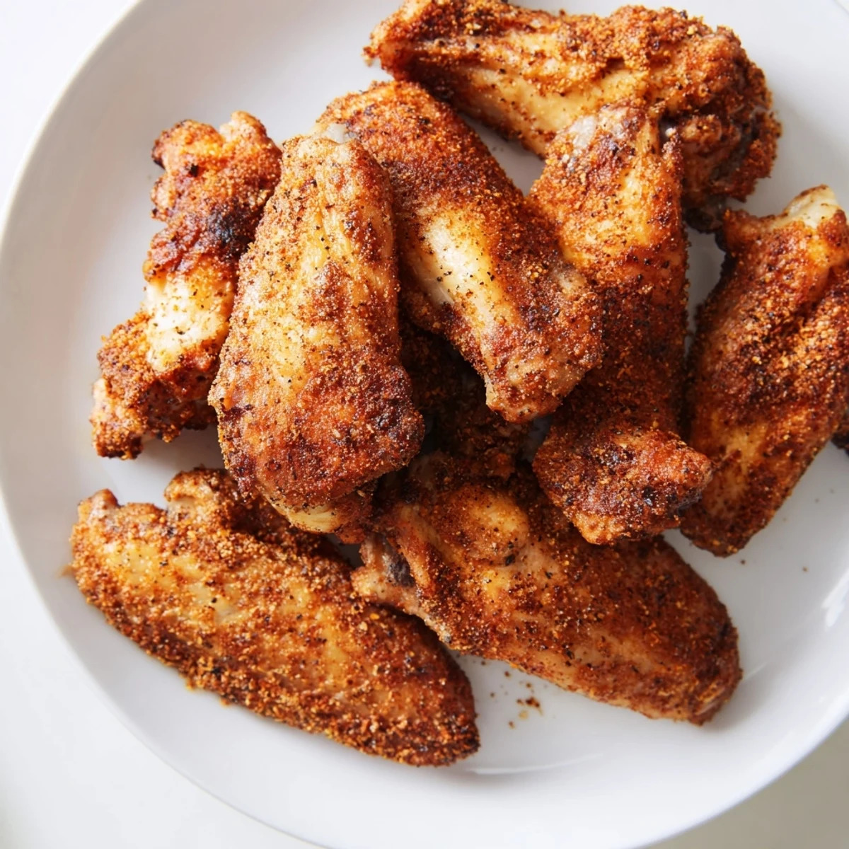 Freshly cooked Tailgate Crispy Air Fryer Chicken Wings tossed in a spicy orange glaze, served hot for game day snacking.