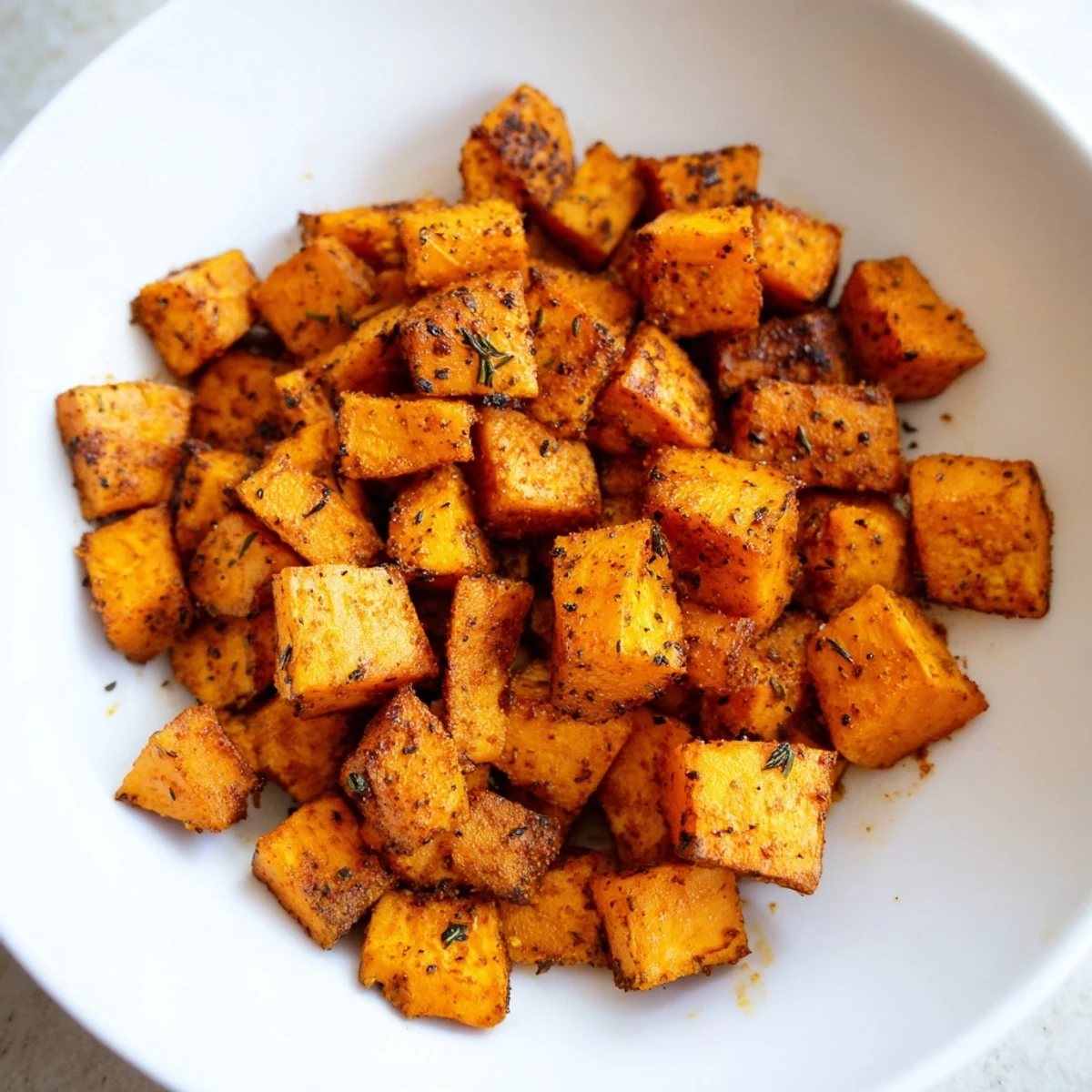 Freshly roasted Creole Spiced Roasted Sweet Potatoes glistening with olive oil and bold Cajun spices.