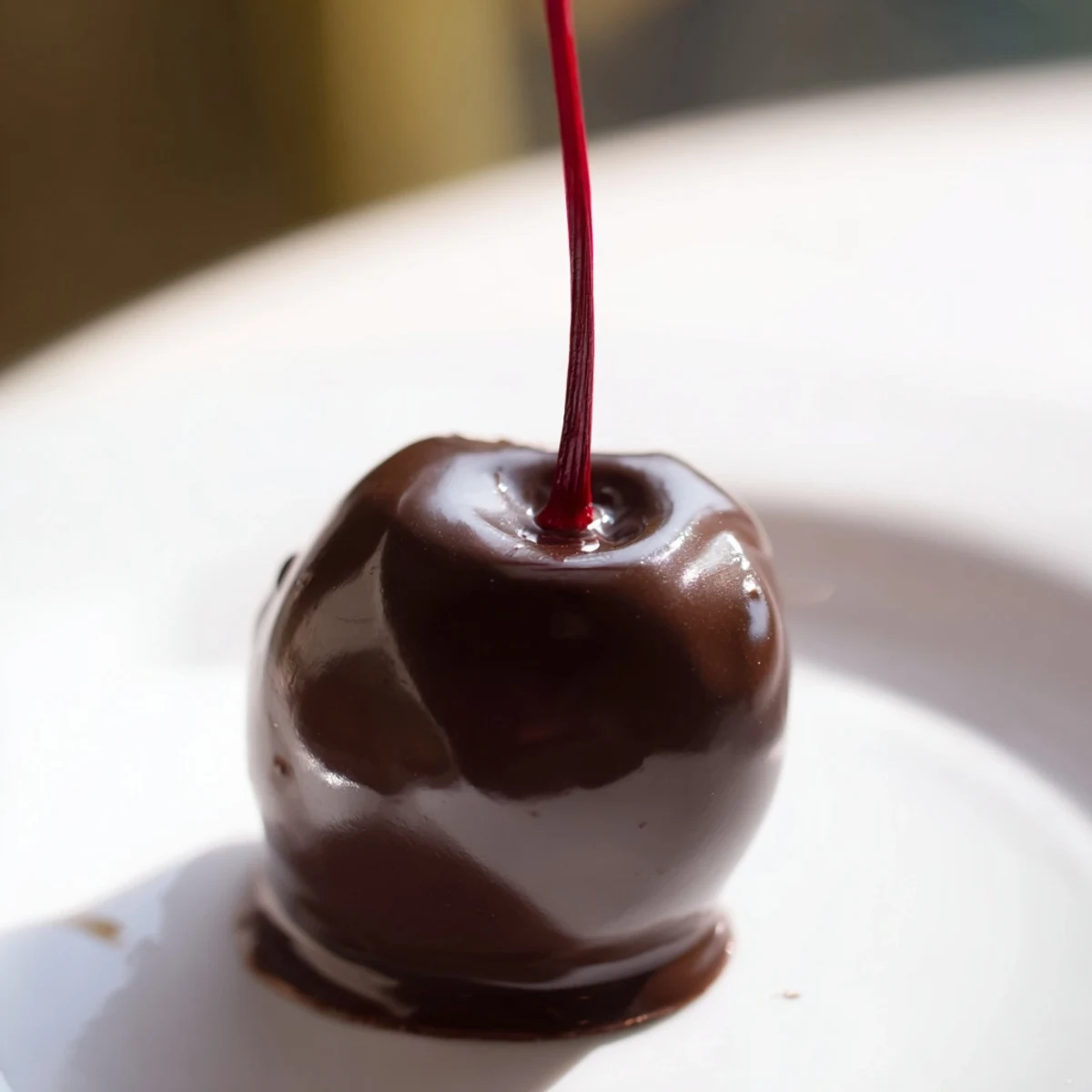 These chocolate covered cherries with fondant center rest on parchment, ready for gifting on a dessert tray or holiday platter.