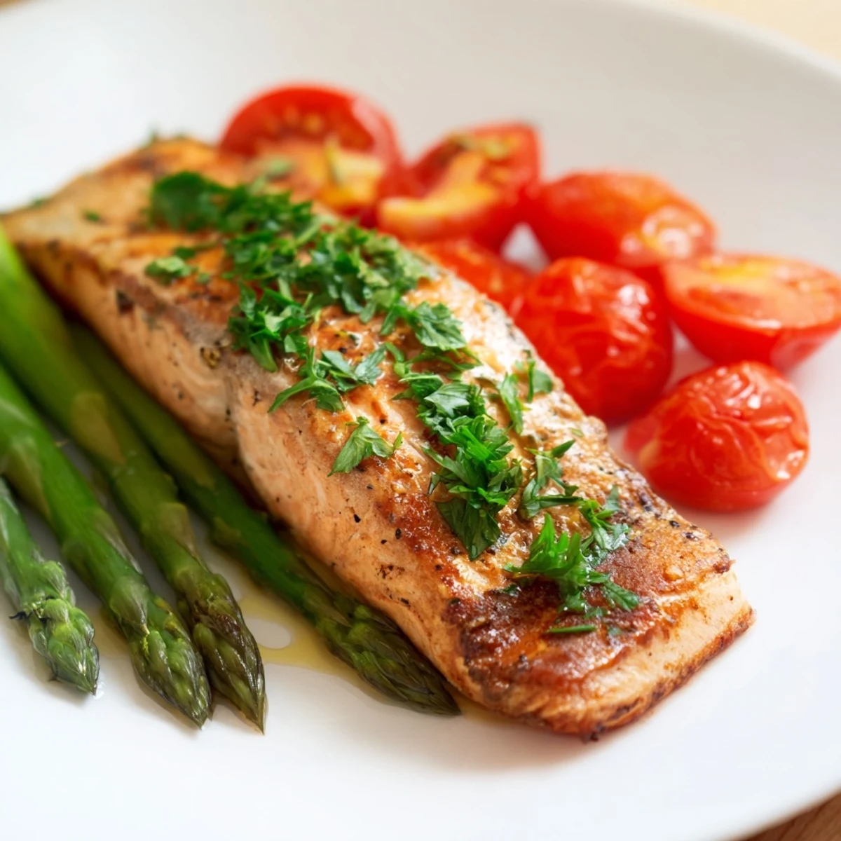 Colorful roasted vegetables and flaky salmon on a sheet pan, ready to serve with a squeeze of lemon for a bright finish.