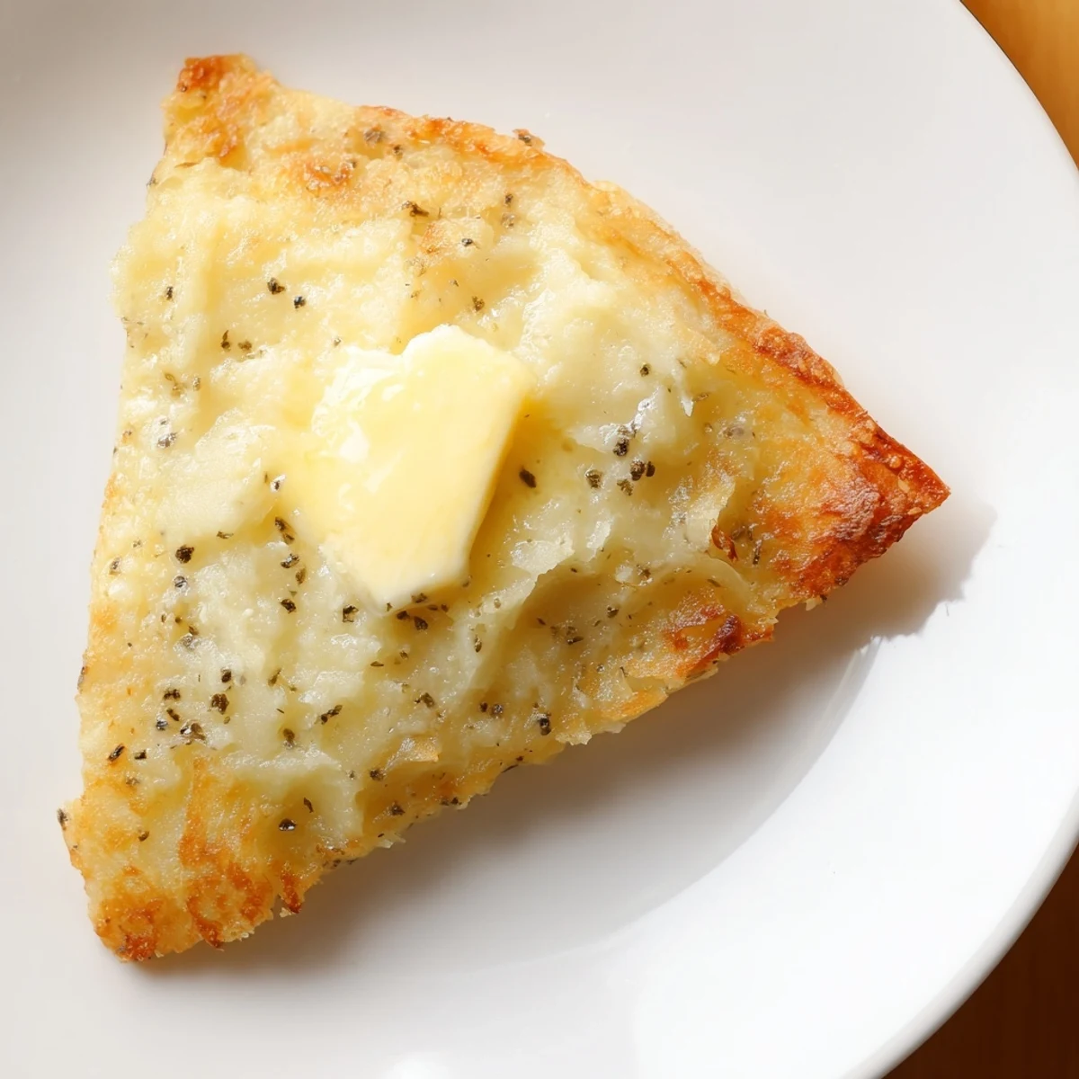 Golden-brown Irish Potato Bread Farls with salted butter melting warmly on the side.  