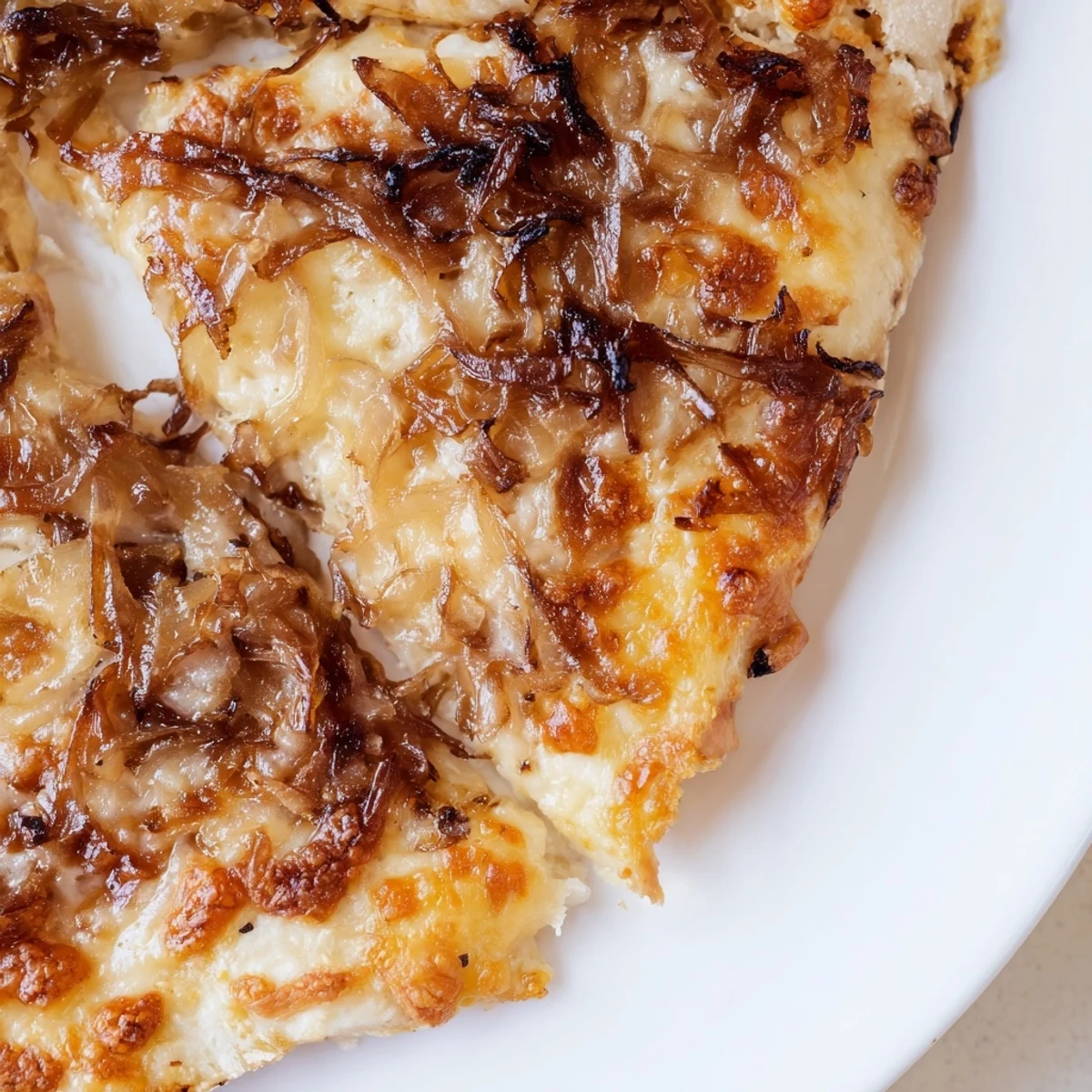 This vegetarian Italian-American main dish features a crispy 12-inch pizza topped with sweet, deeply caramelized onions and gooey mozzarella.
