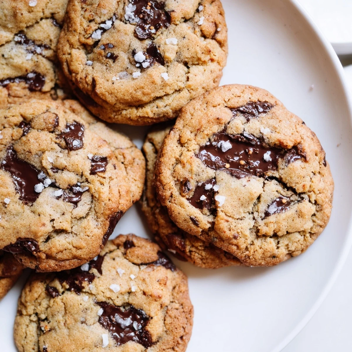 Close-up of a Miso Chocolate Chip Cookie broken in half, revealing a chewy interior rich with butter and subtle umami.