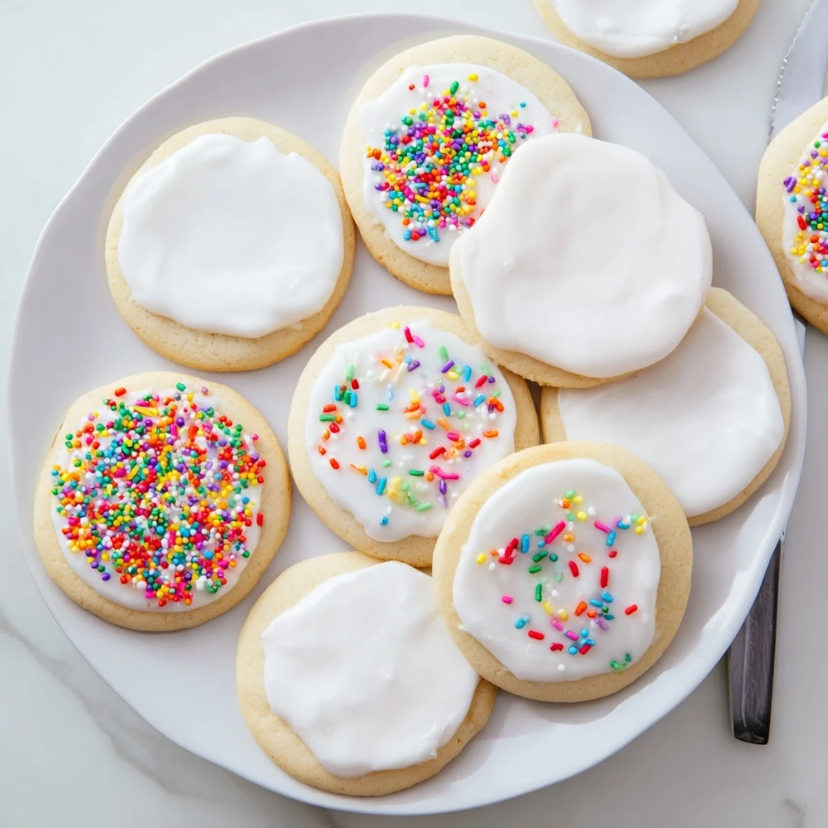 Smooth Sugar Cookie Icing in a bowl with a whisk, perfect for dipping or piping.