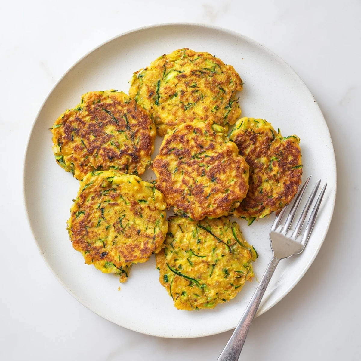 Freshly cooked Chickpea Zucchini Fritters served with a creamy yogurt dip, perfect for a vegetarian appetizer.
