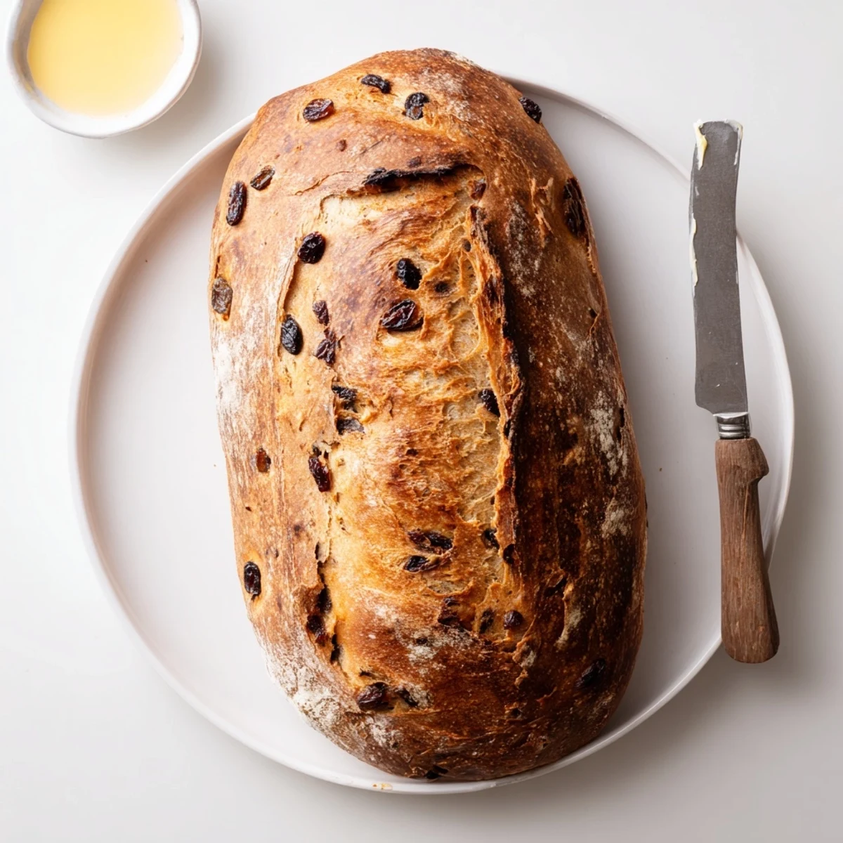 Slices of warm Cinnamon Raisin Artisan Bread next to a steaming mug of coffee for a cozy breakfast.
