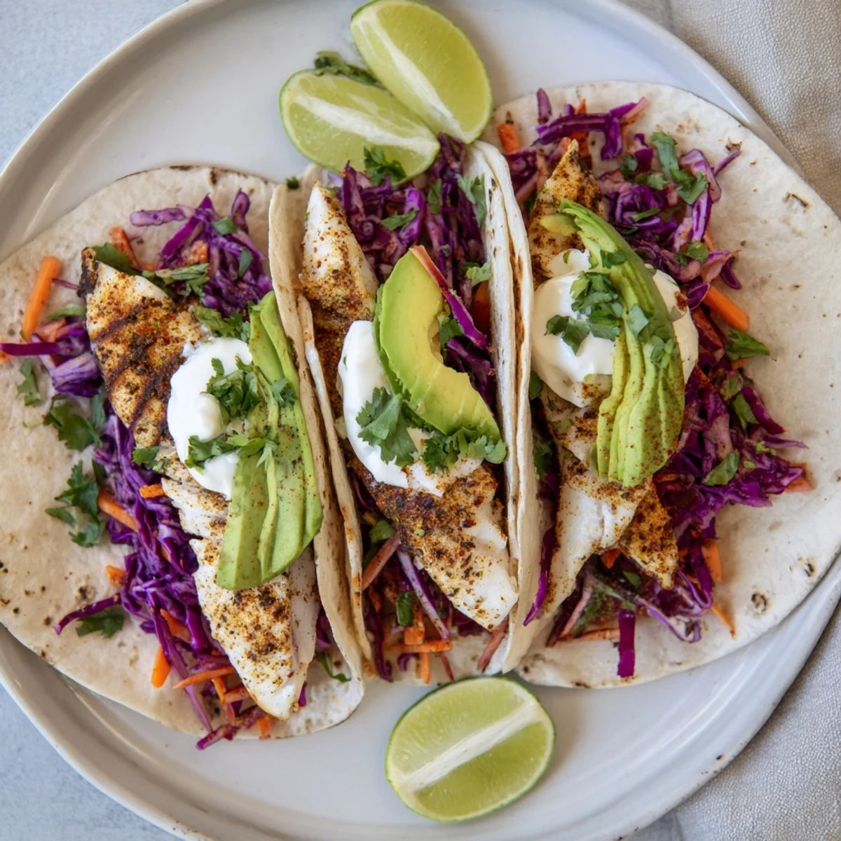 The Easy As Aussie Barra Tacos showcase grilled fish strips on warm tortillas, garnished with fresh avocado and lime wedges.