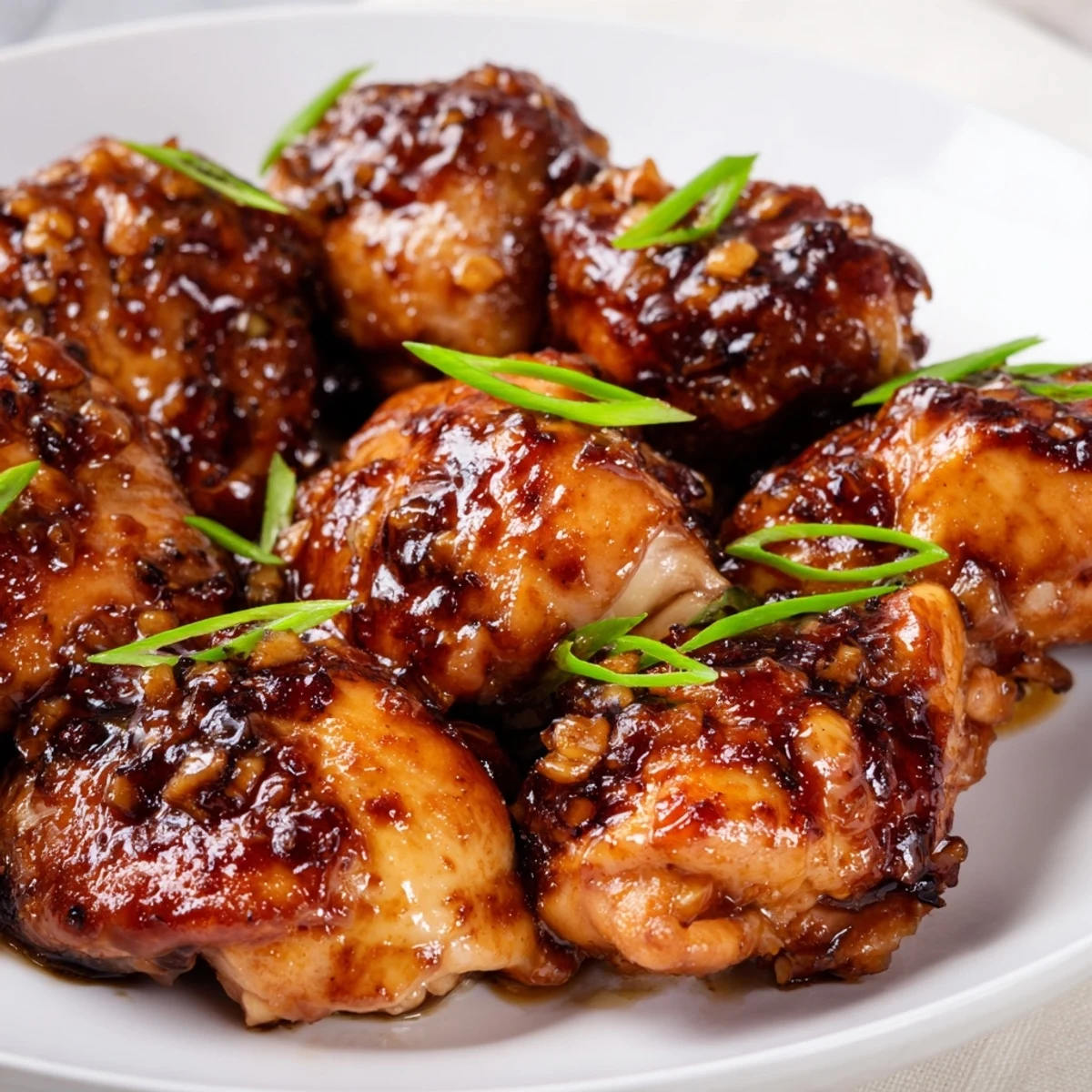 Savory Mongolian chicken wok stir fry with caramelized coating and aromatic minced garlic ginger topping