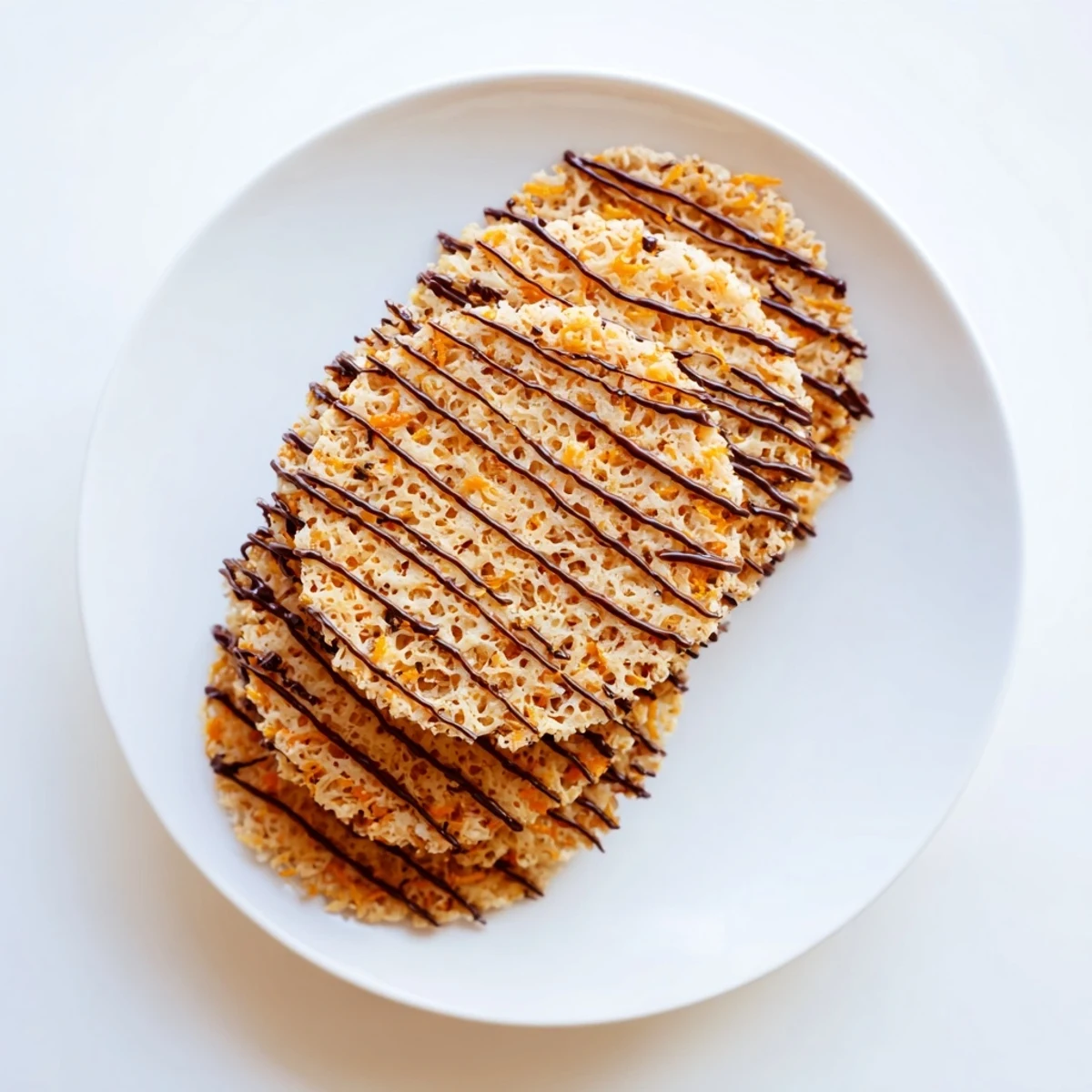 Golden brown crispy orange lace cookies spread thin with delicate lacy edges