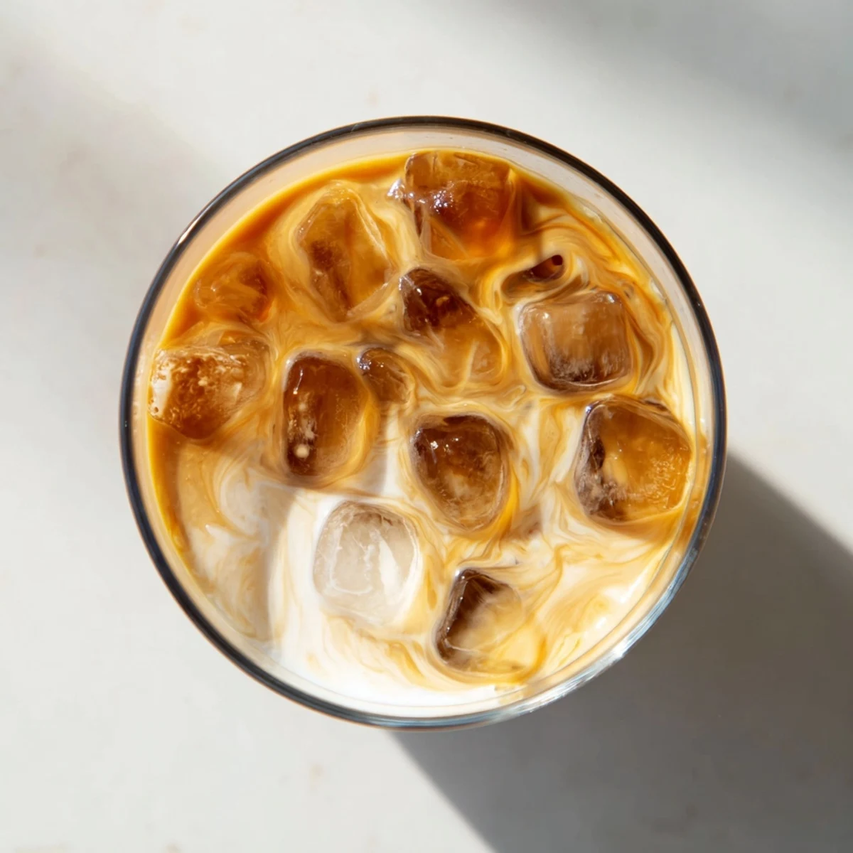 Refreshingly cold Okinawa milk tea serving with frothy milk layering against the dark sweet tea base