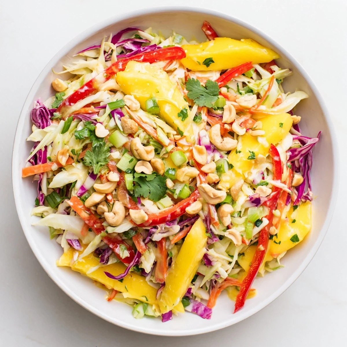 Vibrant tropical mango slaw served as a refreshing side for grilled dishes
