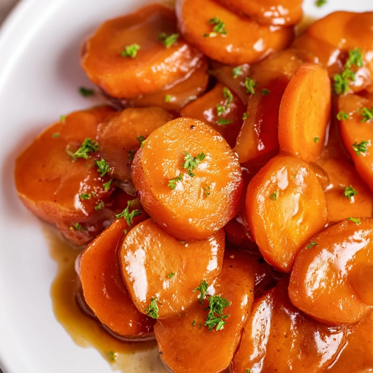Easy brown sugar glazed carrots served warm as a simple savory sweet side dish