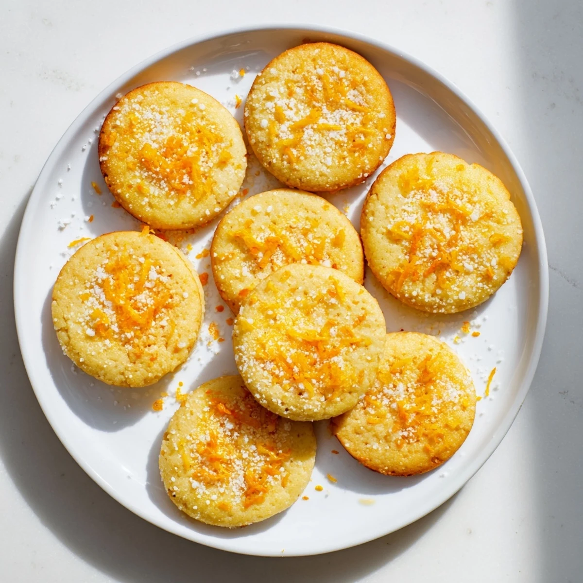 Festive plate of spiced Orange Clove Cookies dusted with fresh orange zest garnish
