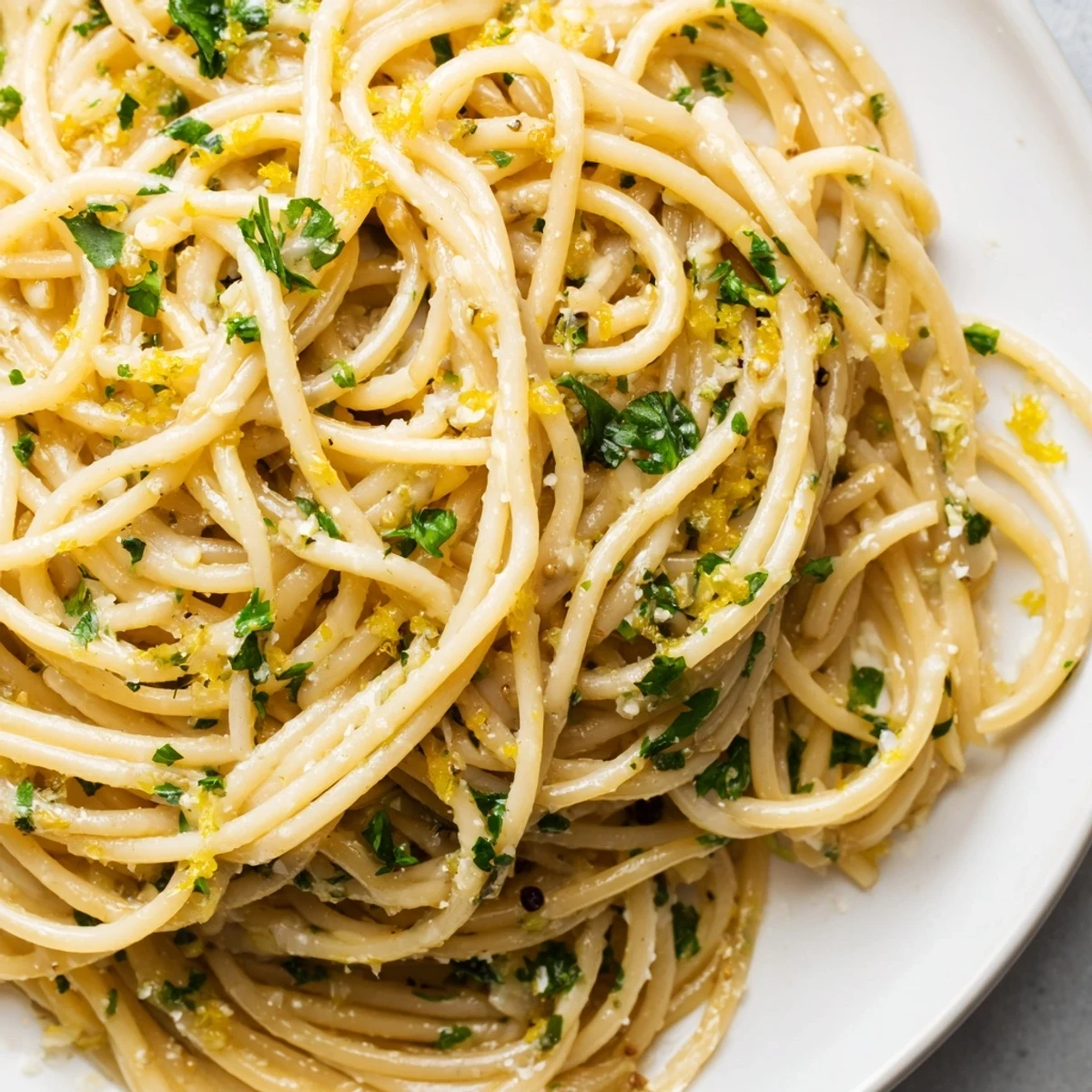 Savory spaghetti tossed in rich garlic butter sauce served in a single deep skillet