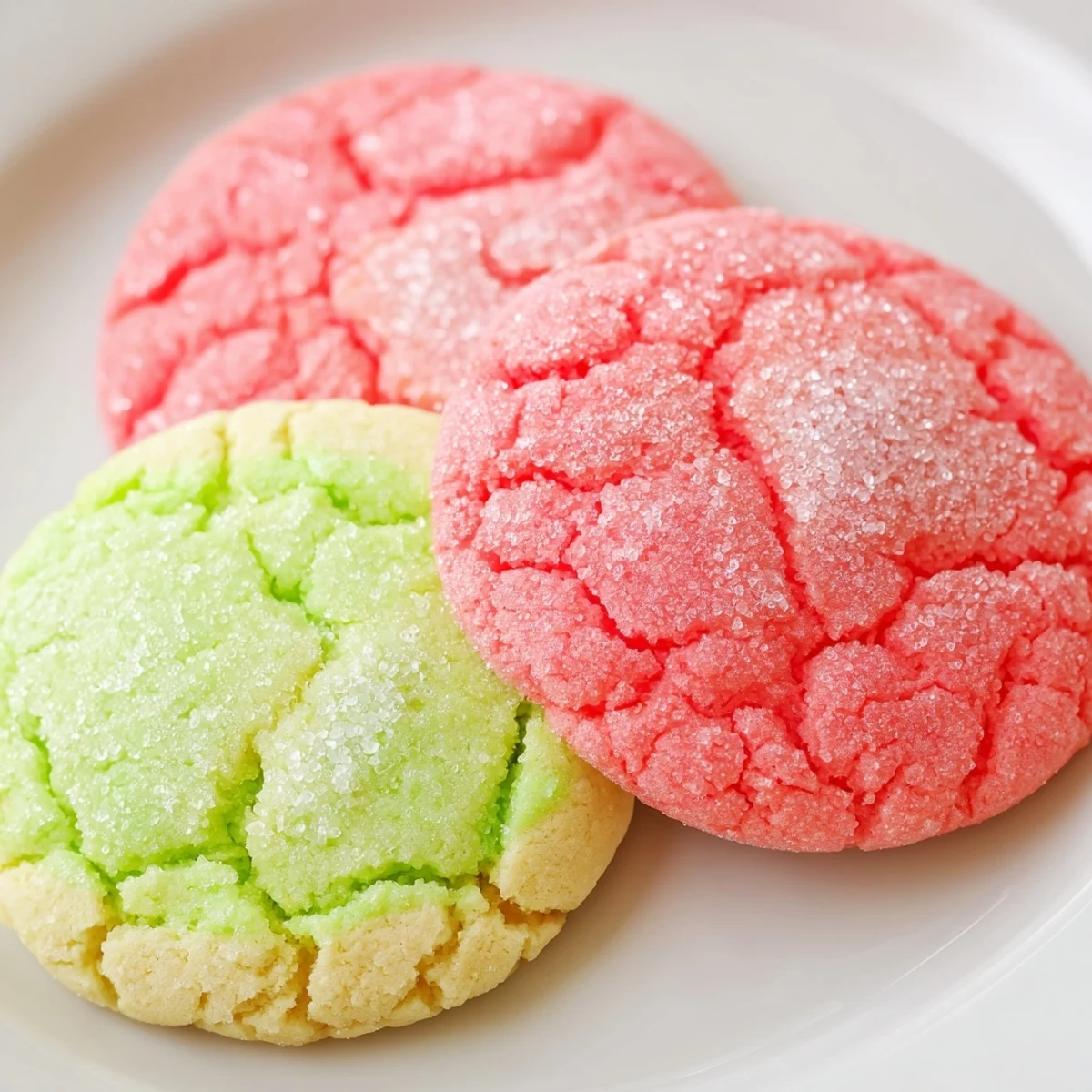 Bright colorful Jello sugar cookies fresh from the oven with crackly sugared tops