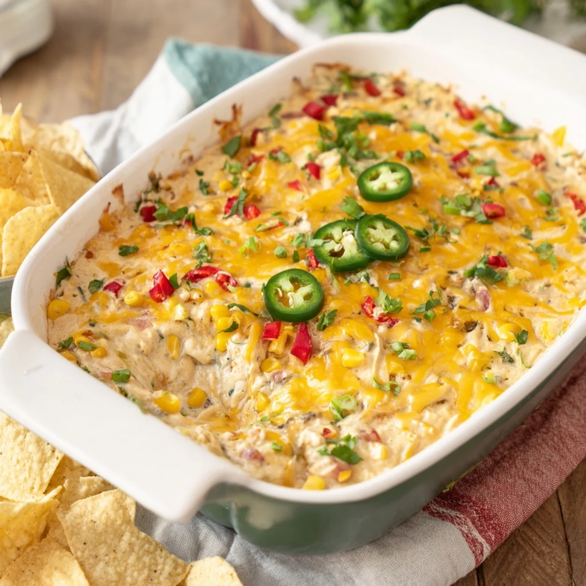 Creamy spicy roasted jalapeno cowboy cream cheese dip bubbling hot from the oven