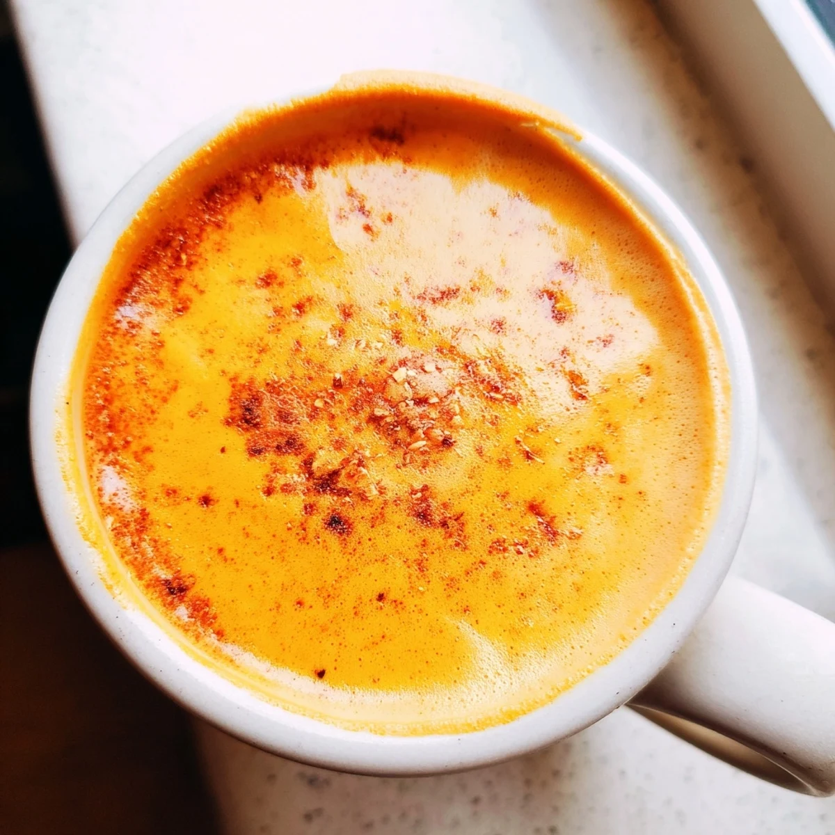 Creamy Goguma Latte topped with cinnamon in a cozy mug, steaming and golden