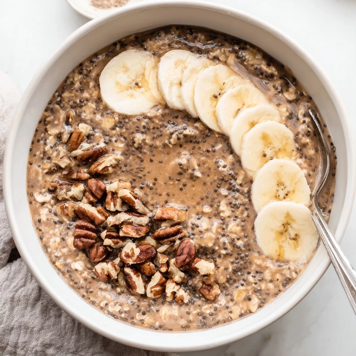 Velvety Brown Sugar Coffee Overnight Oats smelling of warm espresso, served chilled