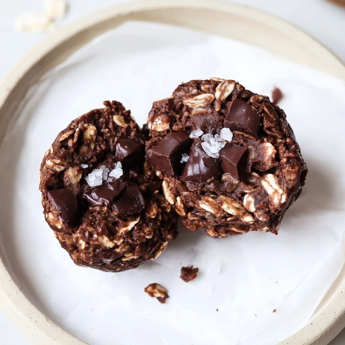 Hand-rolled Brownie Protein Bites chilled on tray, nutty peanut butter aroma.