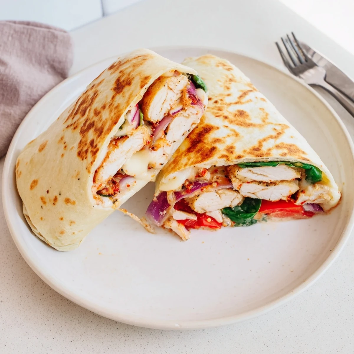 Grilled Cozy Cheesy Garlic Chicken Wraps on board, buttery, crisp, melted cheeses