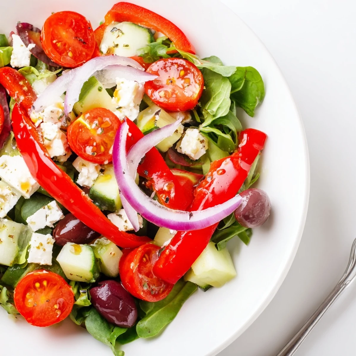 Colorful Fresh Salad Recipe featuring cherry tomatoes, crisp cucumber, lemon dressing