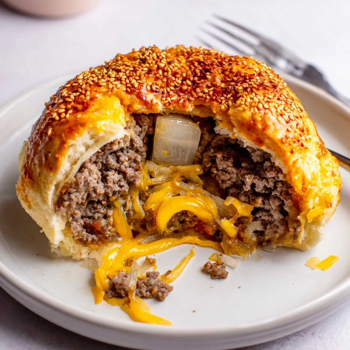 Cheesy Cheeseburger Bombs Explosion Recipe served warm with tangy ketchup dip nearby