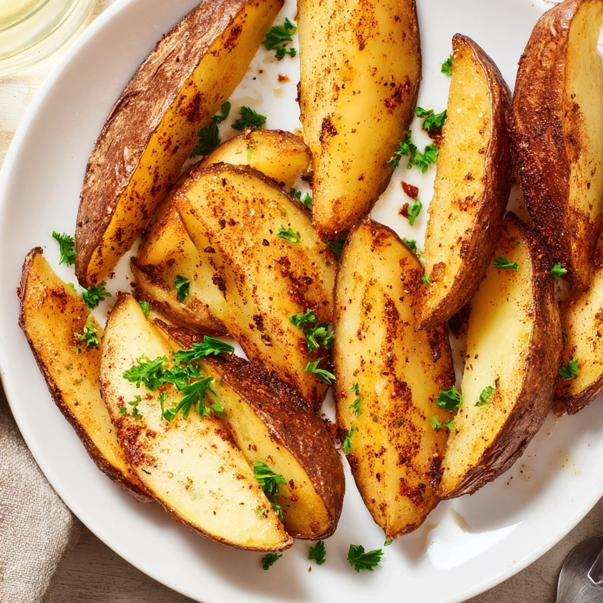 Hand-cut potato wedges roasted in olive oil, seasoned with smoky paprika