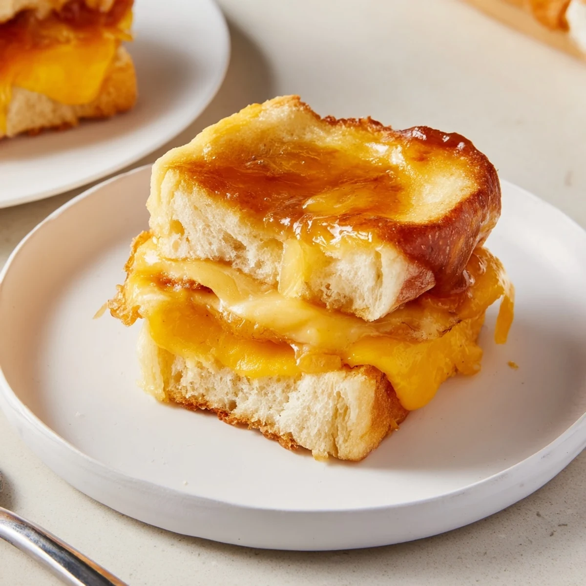 Baked Mini Grilled Cheese Hawaiian Rolls Recipe served warm alongside classic tomato soup.