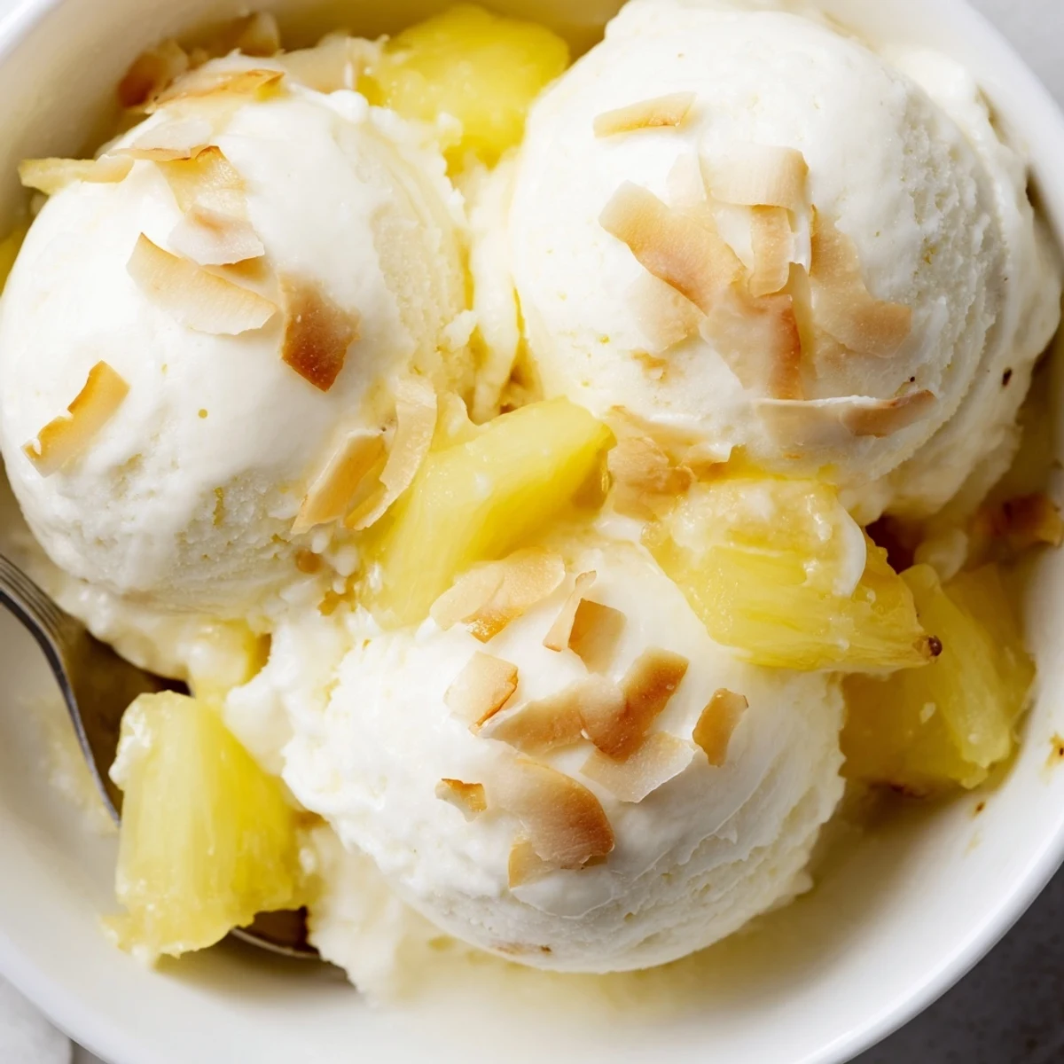 Homemade Creamy Pineapple Ice Cream churned until velvety, served with lime
