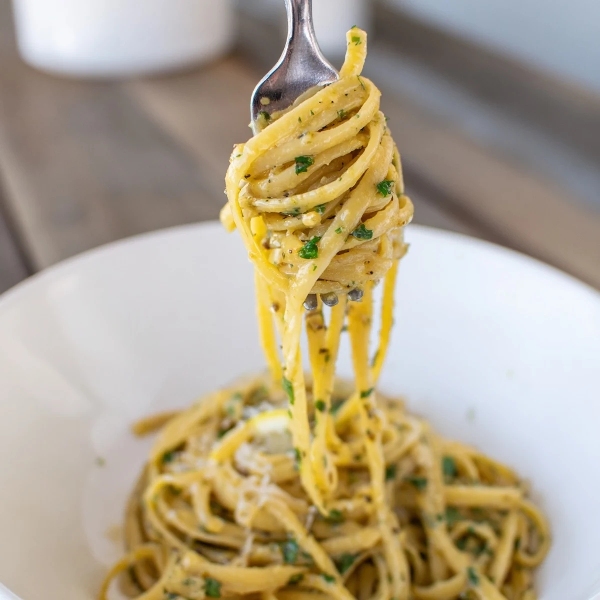 Creamy Cowboy Butter Pasta tossed with parsley and buttery sauce, steaming