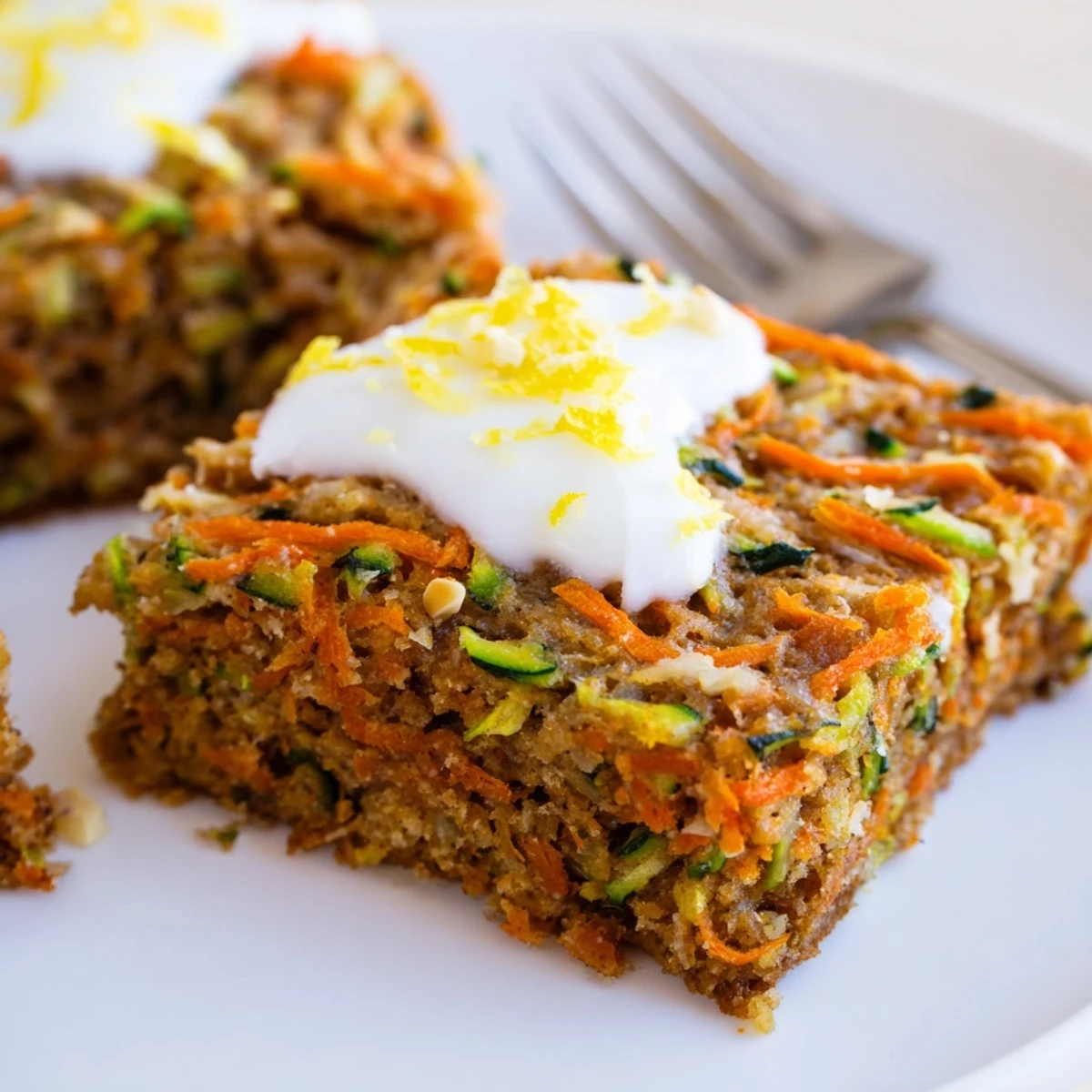 Sliced Spiced Ginger Carrot And Zucchini Bars With Lemon Cream Cheese Frosting tea ready