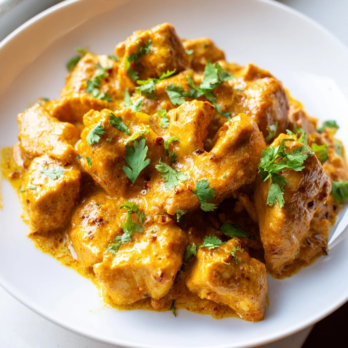 Creamy Crockpot Butter Chicken in a velvety sauce with aromatic Indian spices