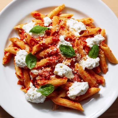 Tomato Garlic Ricotta Penne With Basil
