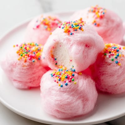 Mini Cotton Candy Cheesecake Puff Balls