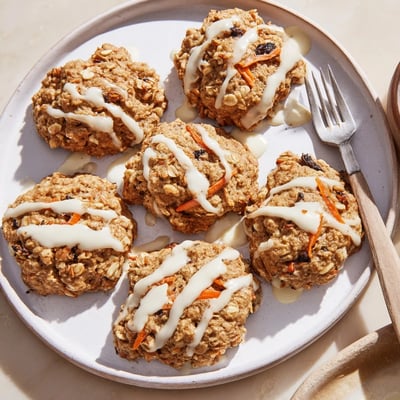 Chewy carrot cake cookies studded with walnuts and warm cinnamon spices